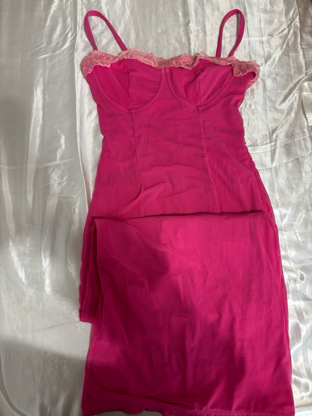 Hot Pink Lace-Trim Slip Dress - Women's Intimates